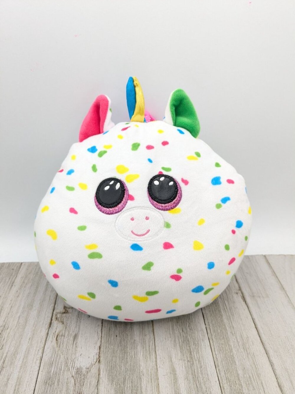 White TY Squish- A - Boo 10" Plush Soft Stuffed Animal Harmonie The Unicorn